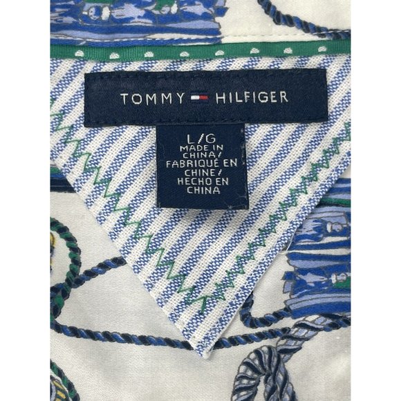 Tommy Hilfiger Shirt Womens Size Large Long Sleeve Tassel Print Button Front - Picture 12 of 16